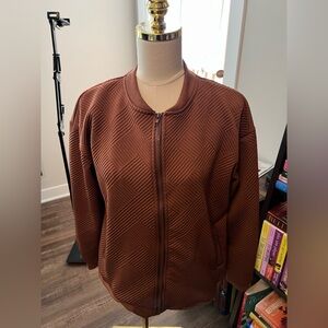 Rust Brown Quilted Bomber Jacket - Women